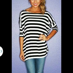 PIKO top 3/4 sleeve black & white striped